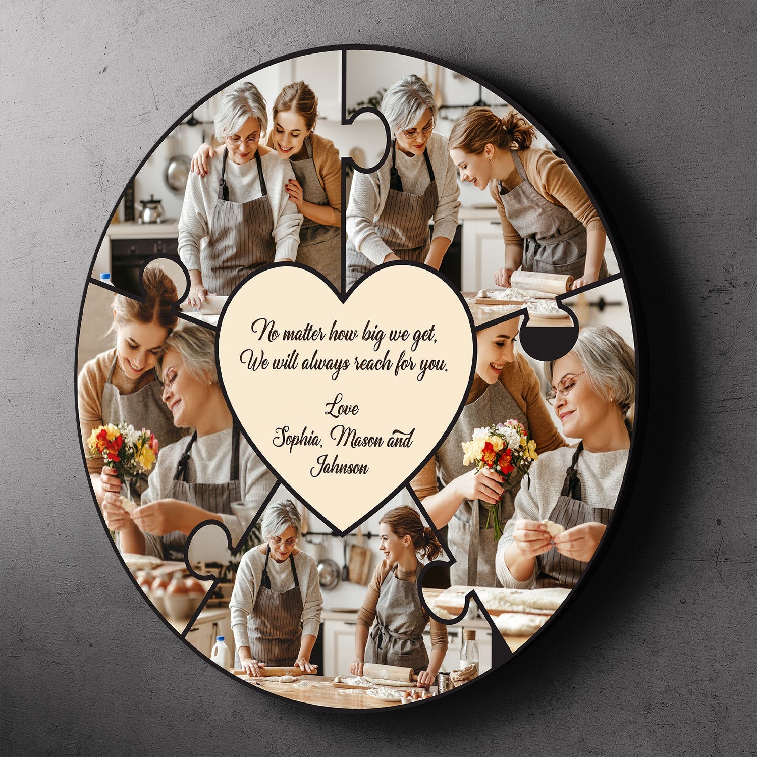 Custom Photo, Personalized Text, Round Wood Sign