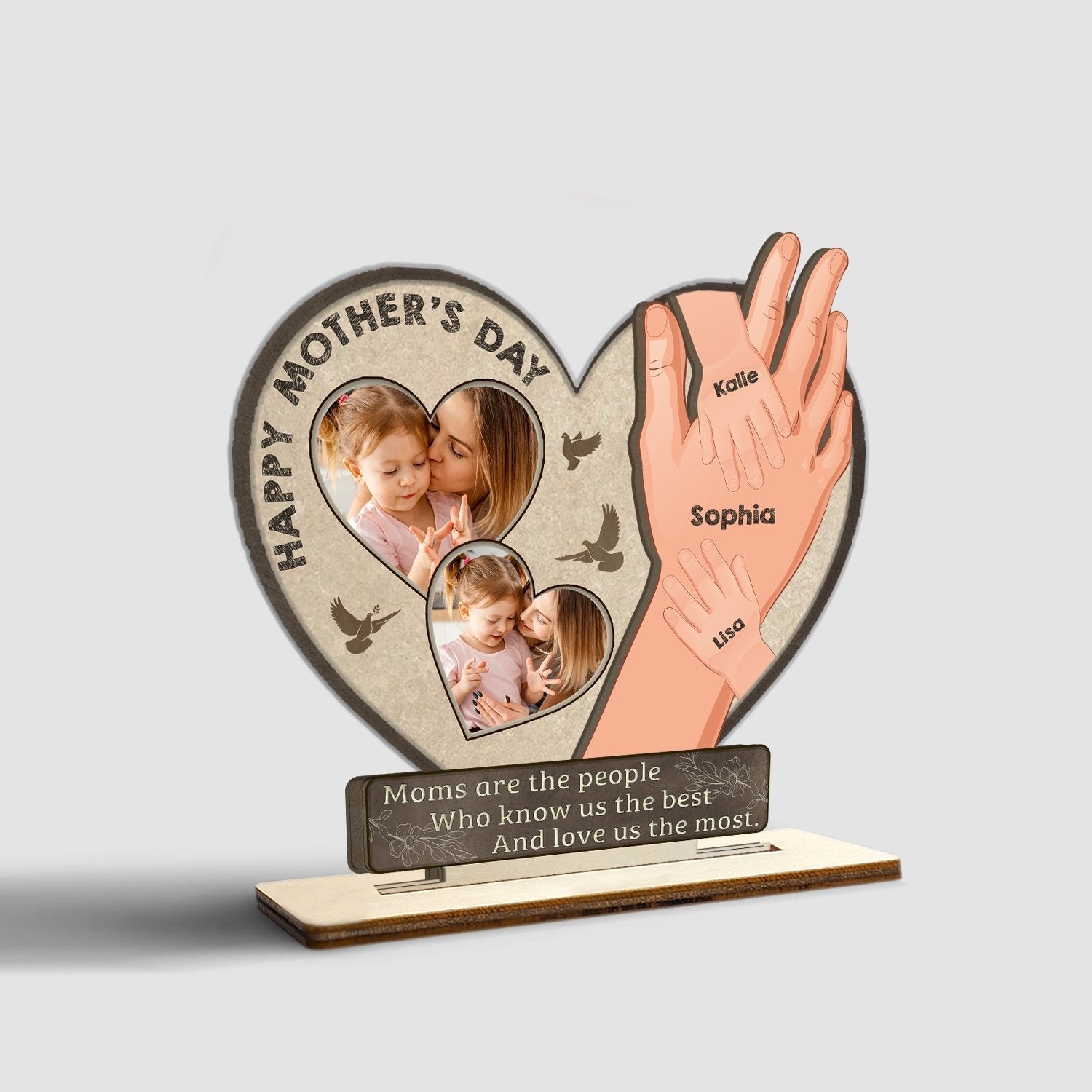 Custom Photo, Wooden Plaque 3 Layers, Gift For Mom, Mothers Day
