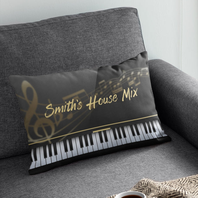 Custom Pillow, Personalized Family Name, Piano Art