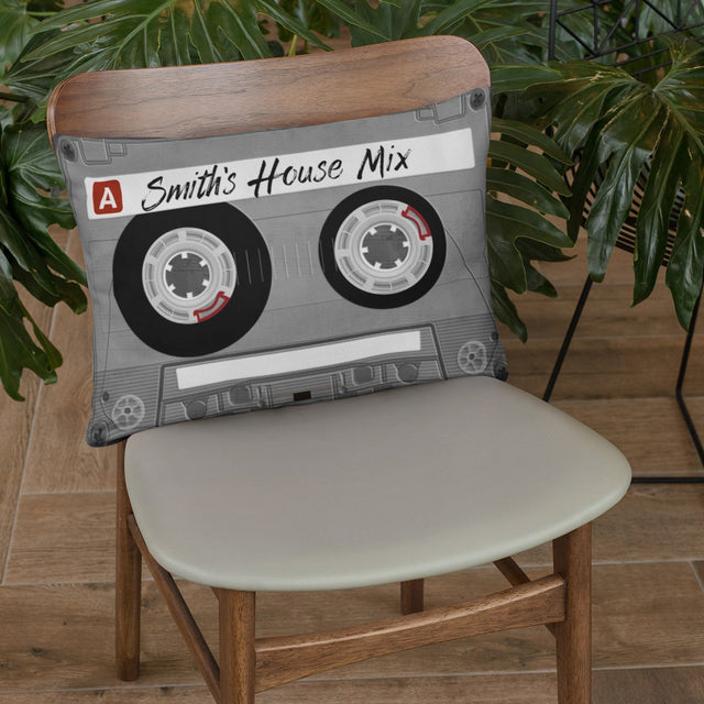 Custom Pillow, Personalized Name, Cassette Art