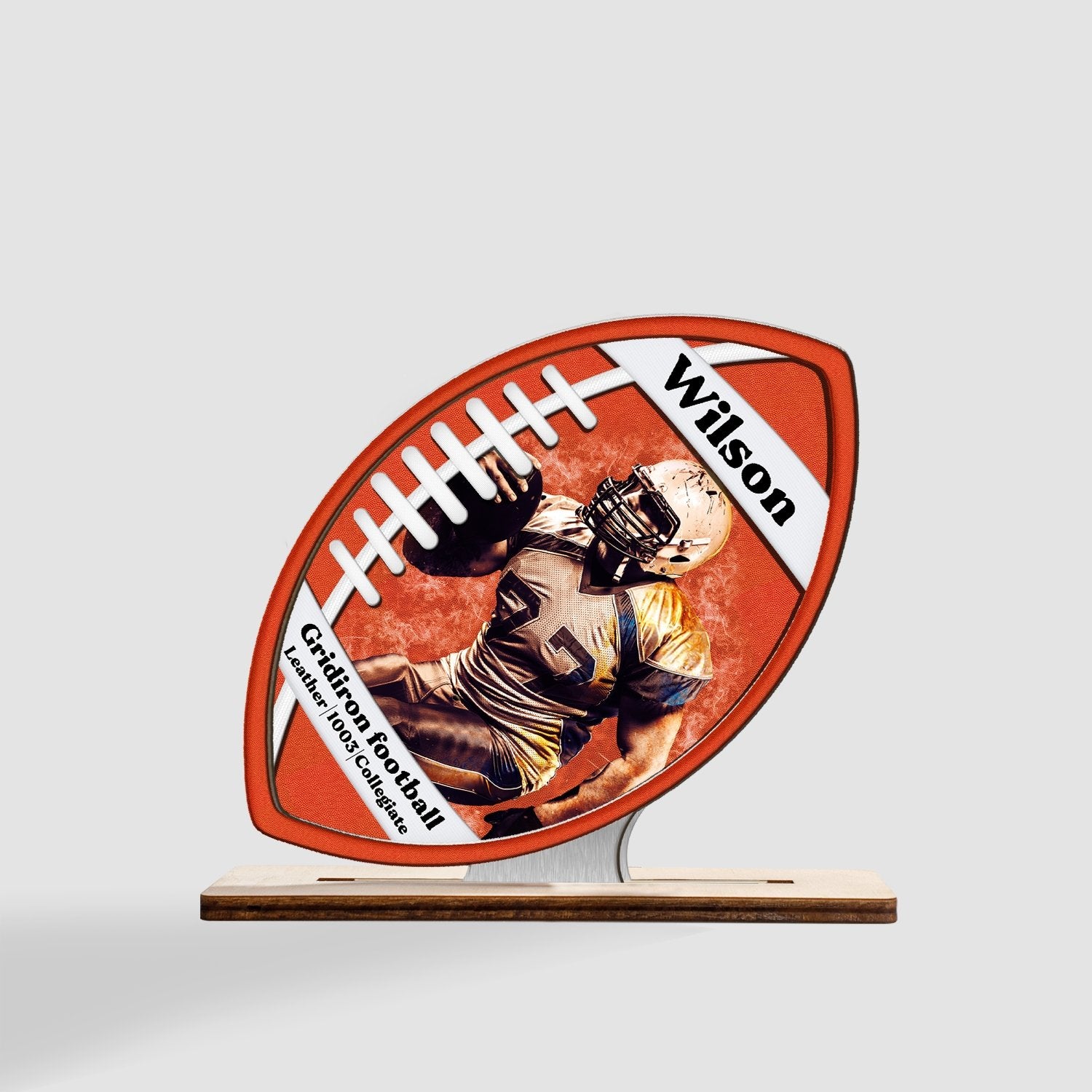 Custom Portrait From Photo, American Football Style, Wooden Plaque 3 Layers