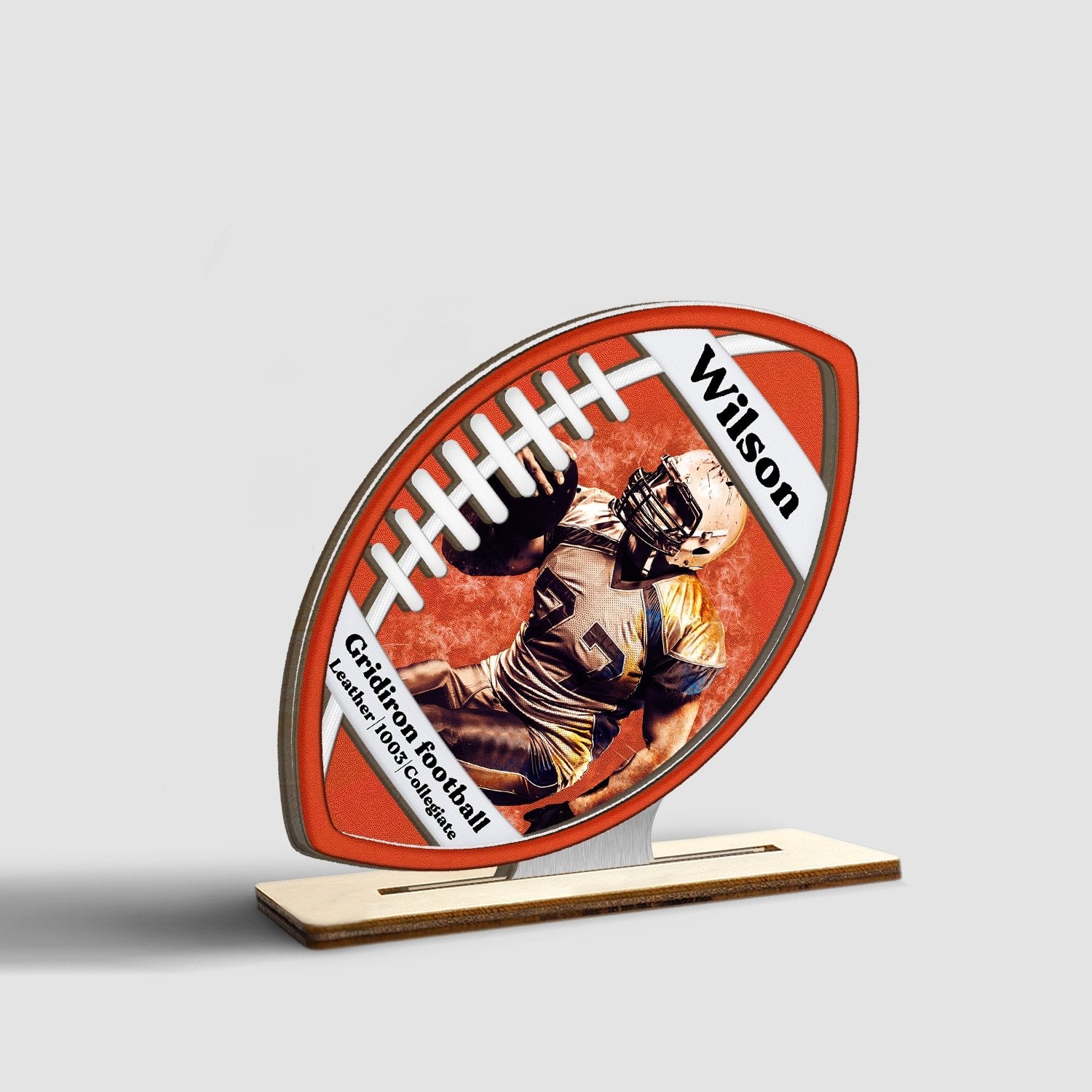 Custom Portrait From Photo, American Football Style, Wooden Plaque 3 Layers