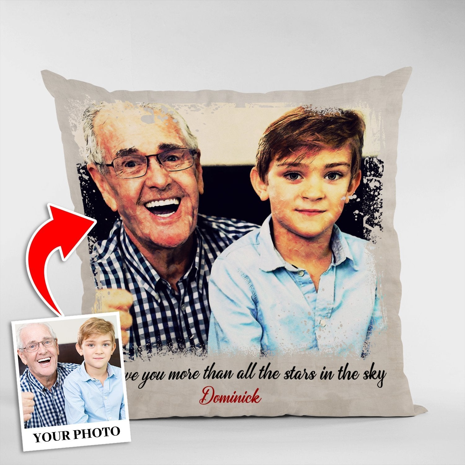 Custom Portrait From Photo, Real Paint, Pillow
