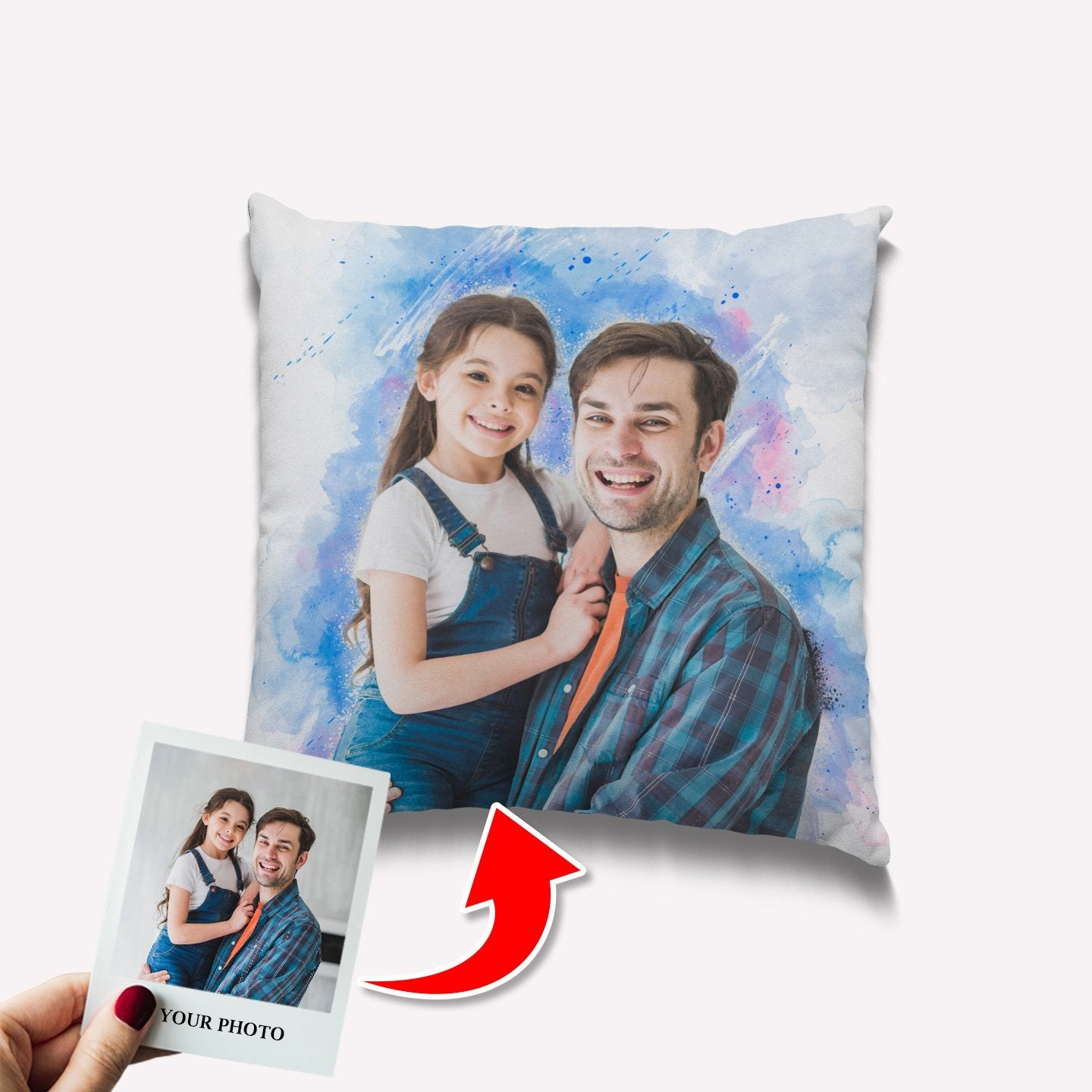Custom Portrait From Photo, Watercolor, Pillow