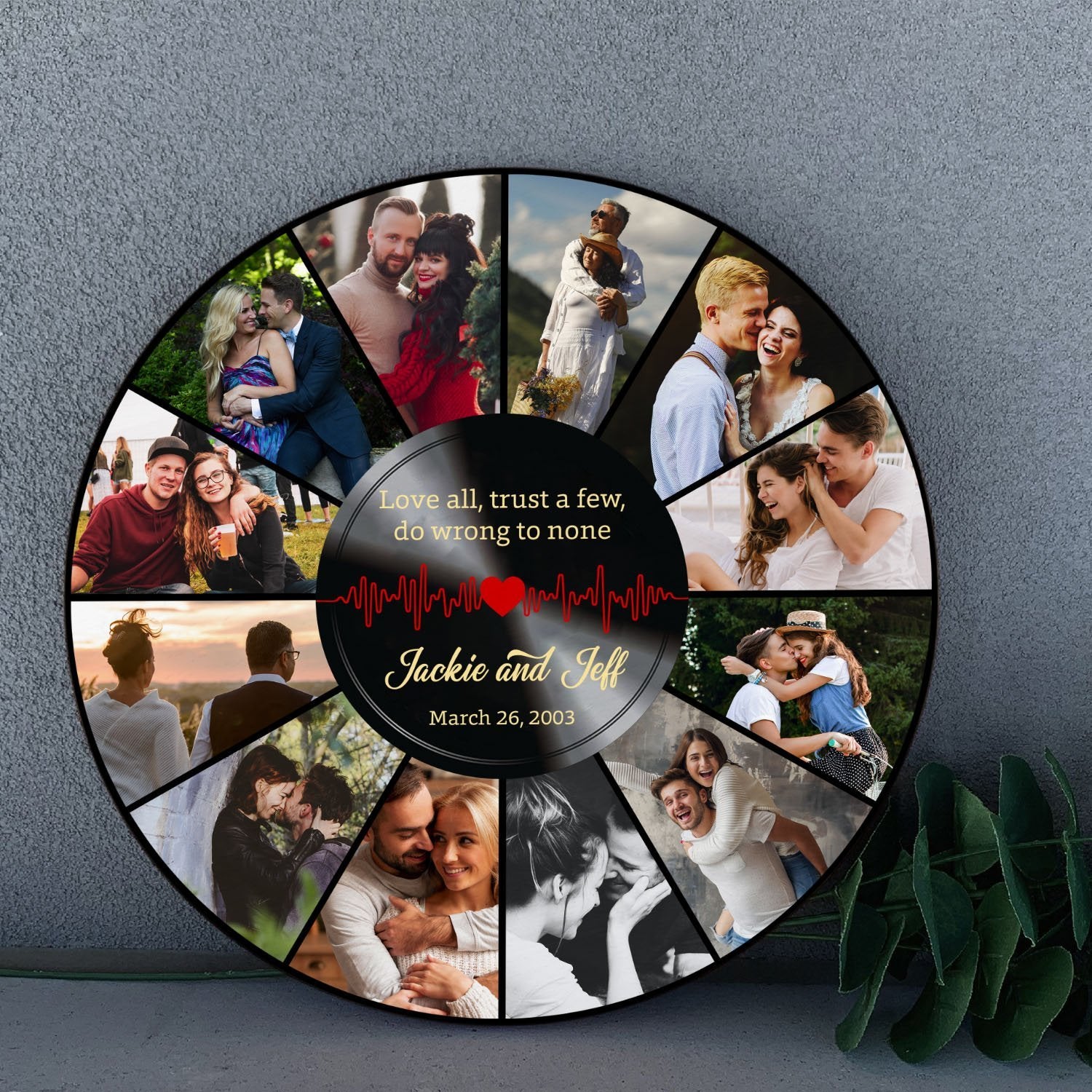 Custom Round Sign, Personalized Photo And Text, Vinyl Record