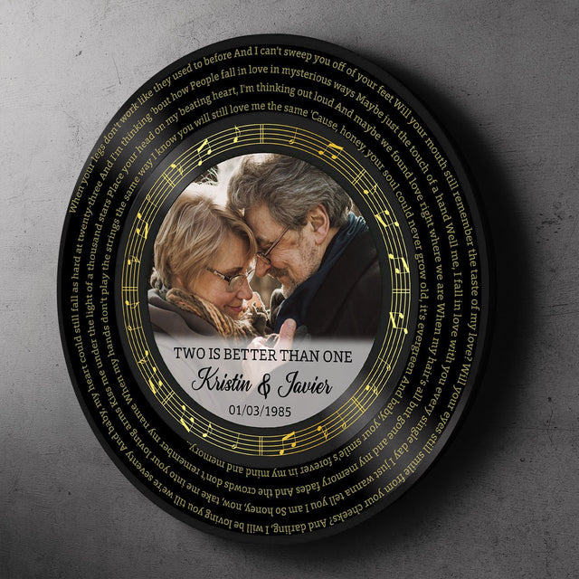 Custom Round Sign, Personalized Song Lyrics, Photo And Text, Vinyl Record