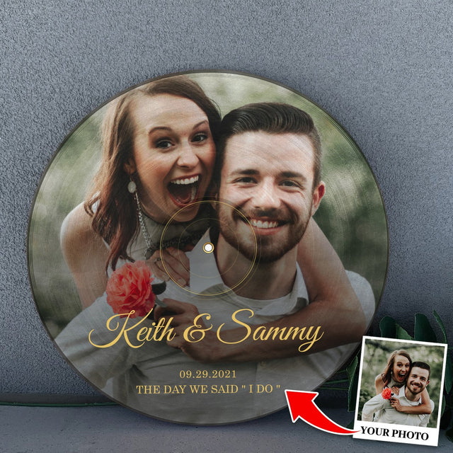 Custom Round Wood Sign, Personalized Photo And Text