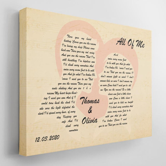 Custom Song Lyric, Personalized Name And Text Canvas