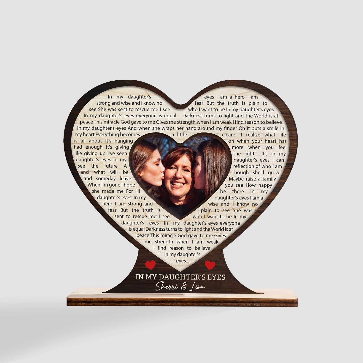 Custom Song Lyric, Personalized Photo, Heart Shape, Wooden Plaque 3 Layers