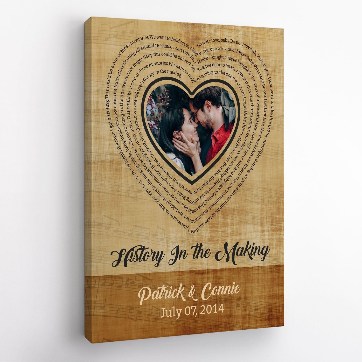 Custom Song Lyrics Upload Photon Heart Shape | Canvas Prints