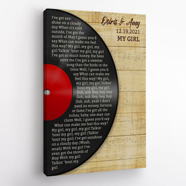 Custom Song Lyrics And Text, Half Vinyl Record, Canvas Wall Art
