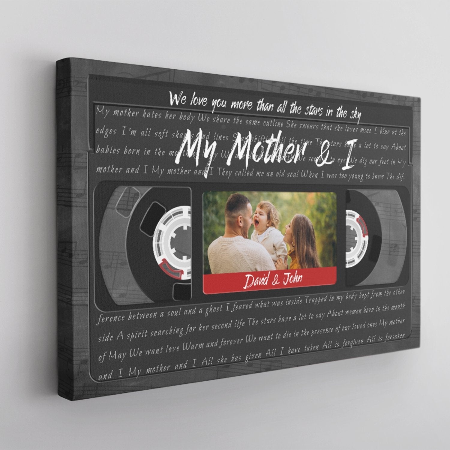 Custom Song Lyrics For Mom, Personalized Text And Upload Photo, VHS Tape, Mother Day Gift Canvas