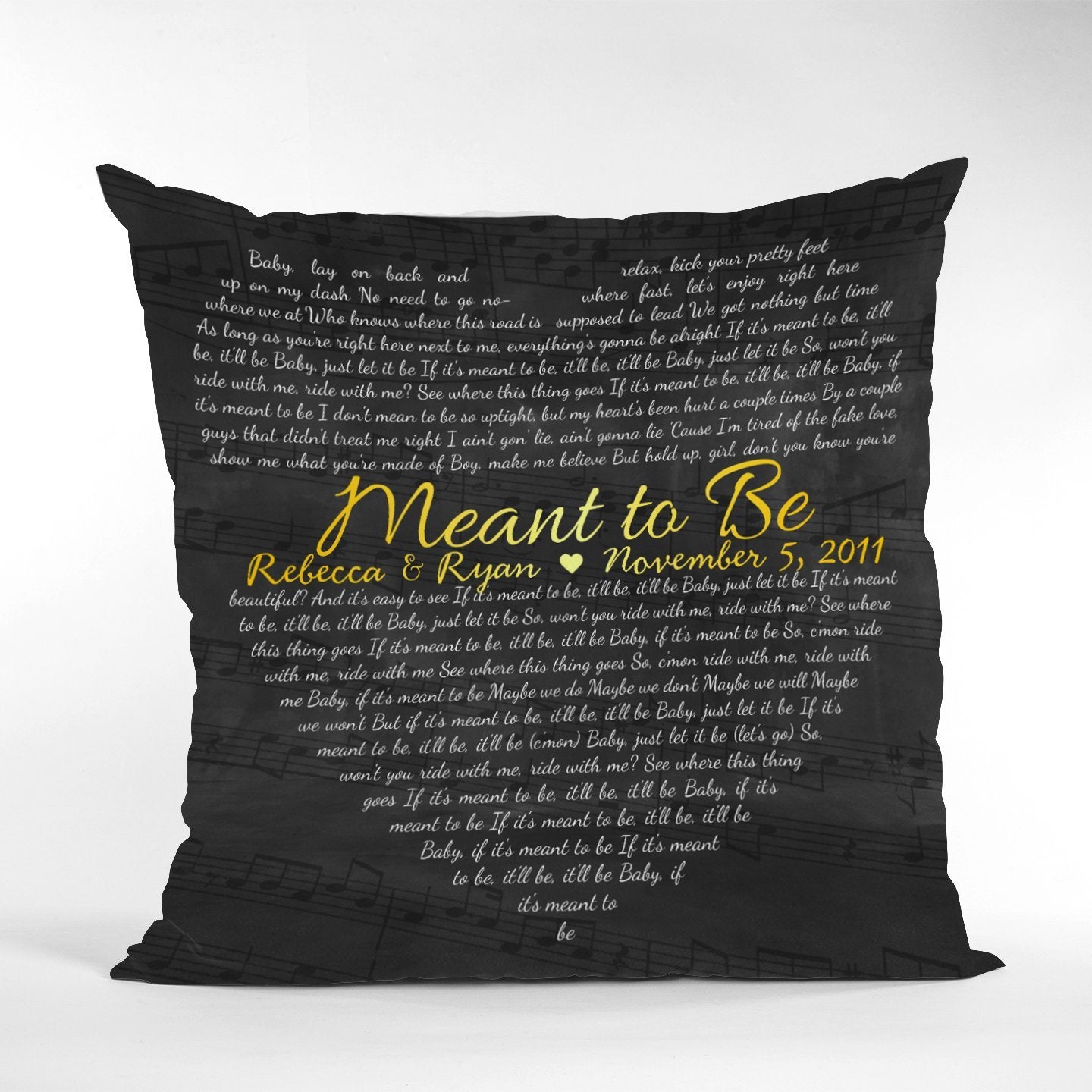 Custom Song Lyrics Heart Shape, Personalized Song Name And Text Black Pillow