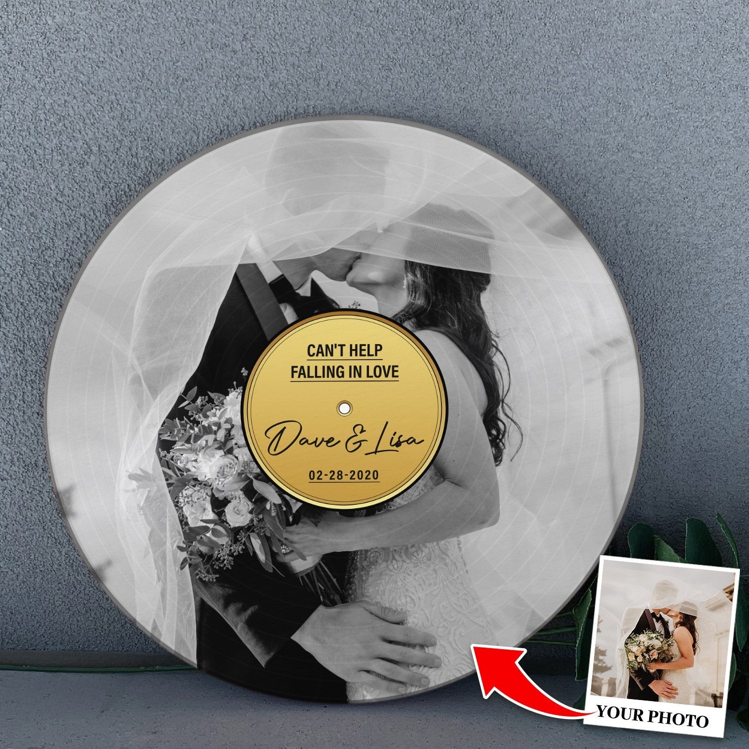 Custom Song Lyrics, Personalized Black & White Photo, Custom Song Name And Text Round Wood Sign