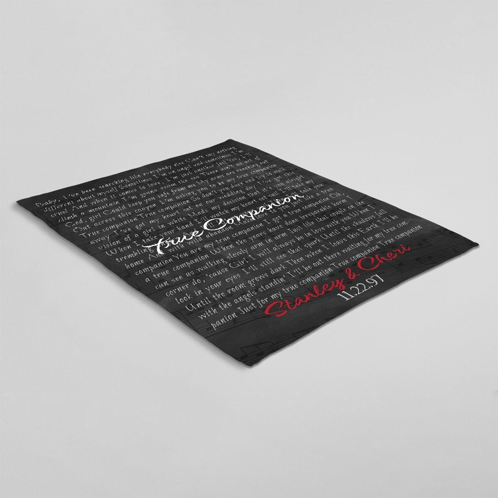 Custom Song Lyrics, Personalized Name And Date Black Background Blanket