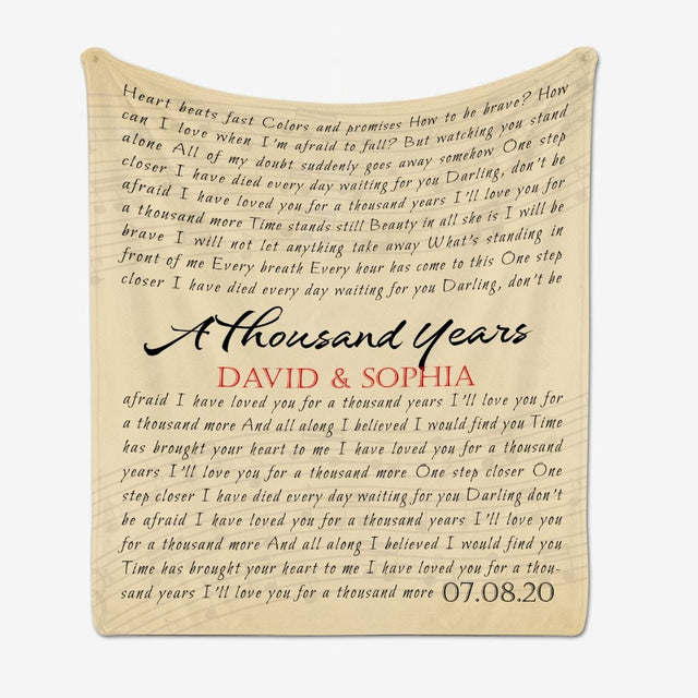 Custom Song Lyrics, Personalized Name And Date, Maize Background Blanket