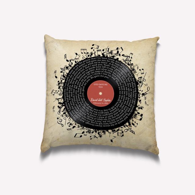 Custom Song Lyrics, Personalized Name And Date, Record Player Pillow
