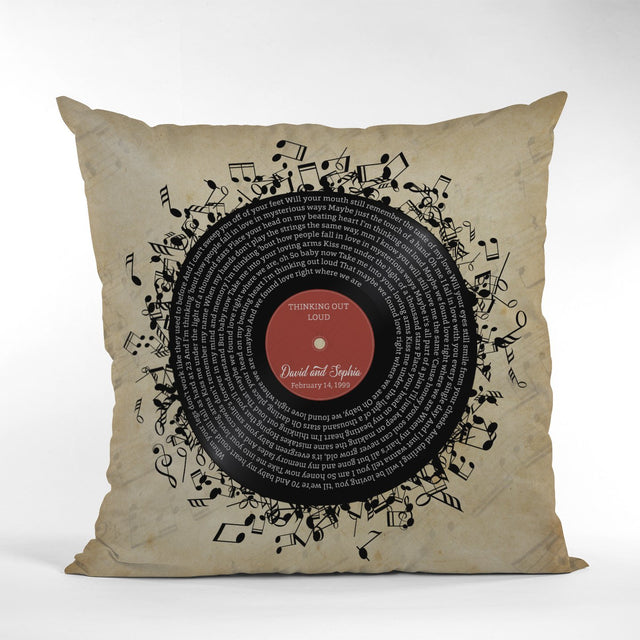 Custom Song Lyrics, Personalized Name And Date, Record Player Pillow