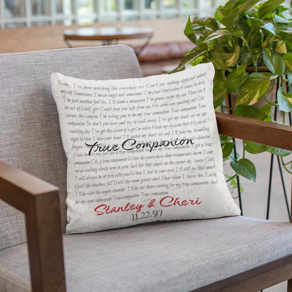 Custom Song Lyrics, Personalized Name And Date White Pillow