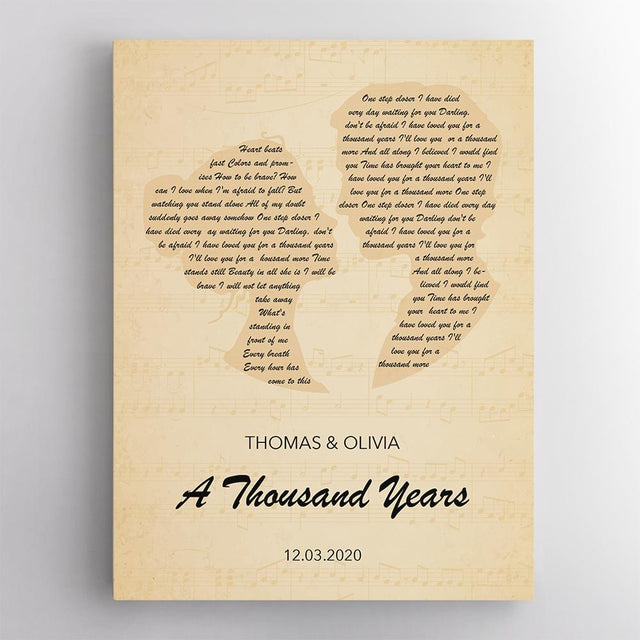 Custom Song Lyrics, Personalized Name, Date Canvas Print