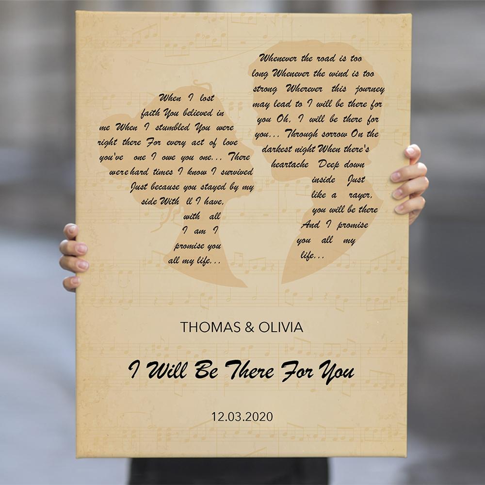 Custom Song Lyrics, Personalized Name, Date Canvas Print