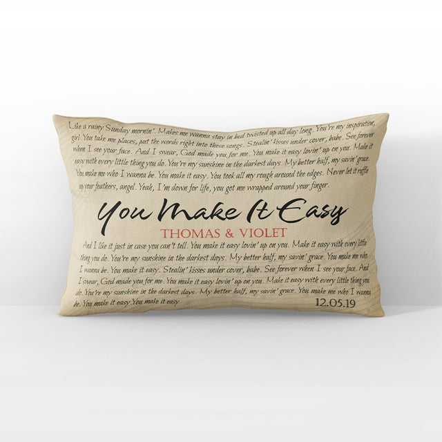 Custom Song Lyrics, Personalized Name, Date Pillow