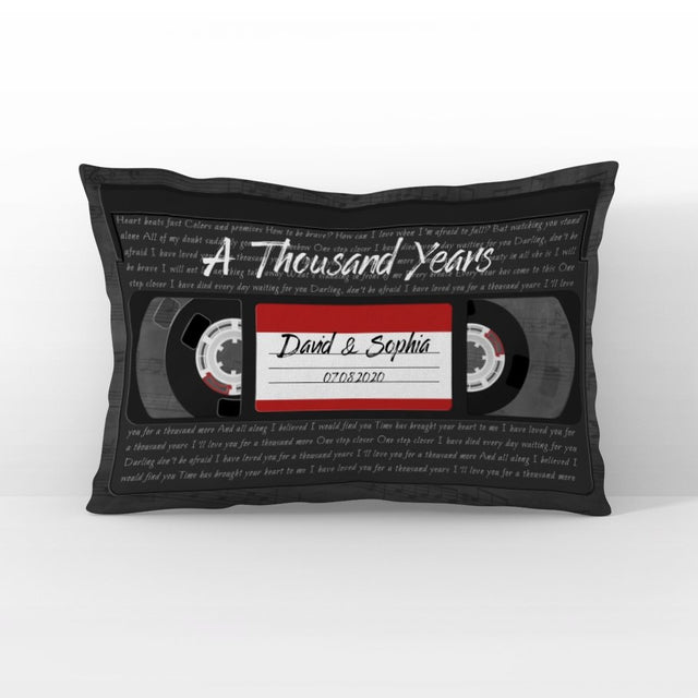 Custom Song Lyrics, Personalized Name, Date, Song Name VHS Tape Pillow