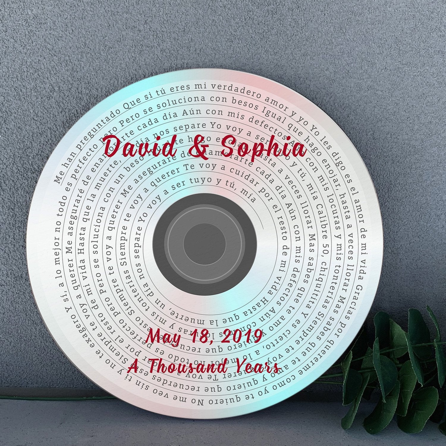 Custom Song Lyrics, Personalized Song Name And Text, CD-ROM, Round Wood Sign
