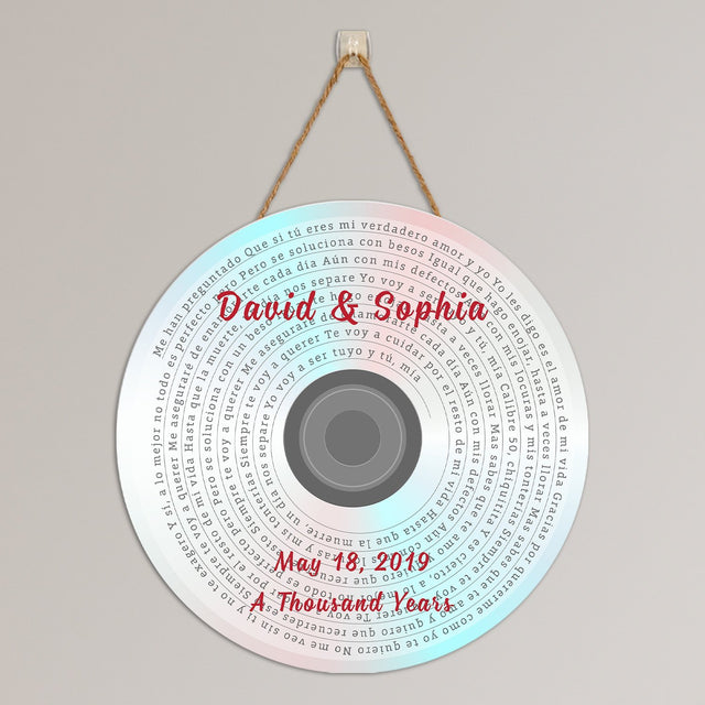 Custom Song Lyrics, Personalized Song Name And Text, CD-ROM, Round Wood Sign