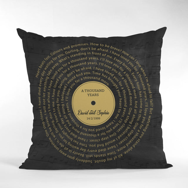 Custom Song Lyrics, Personalized Song Name And Text, Vinyl Record Pillow