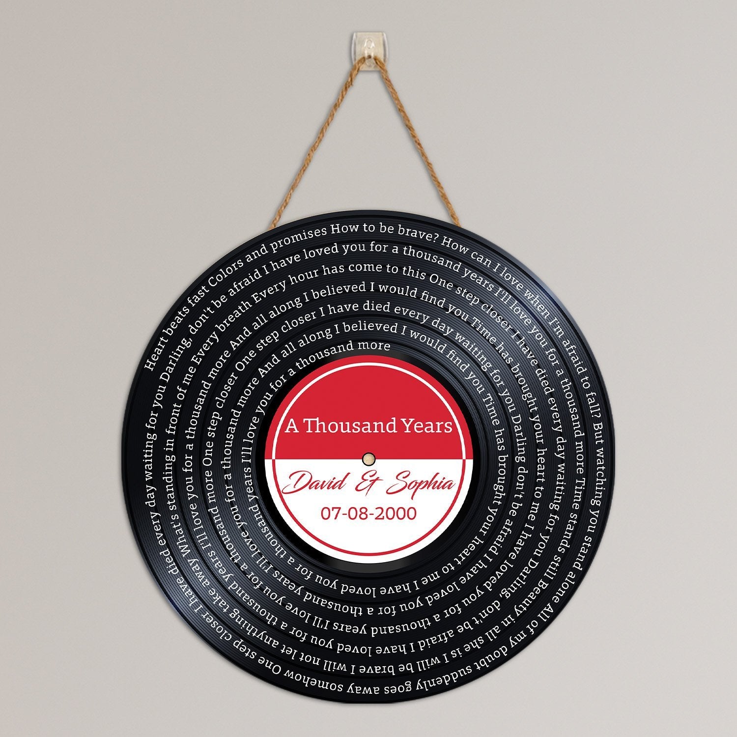 Custom Song Lyrics, Personalized Song Name And Text, Vinyl Record, Round Wood Sign