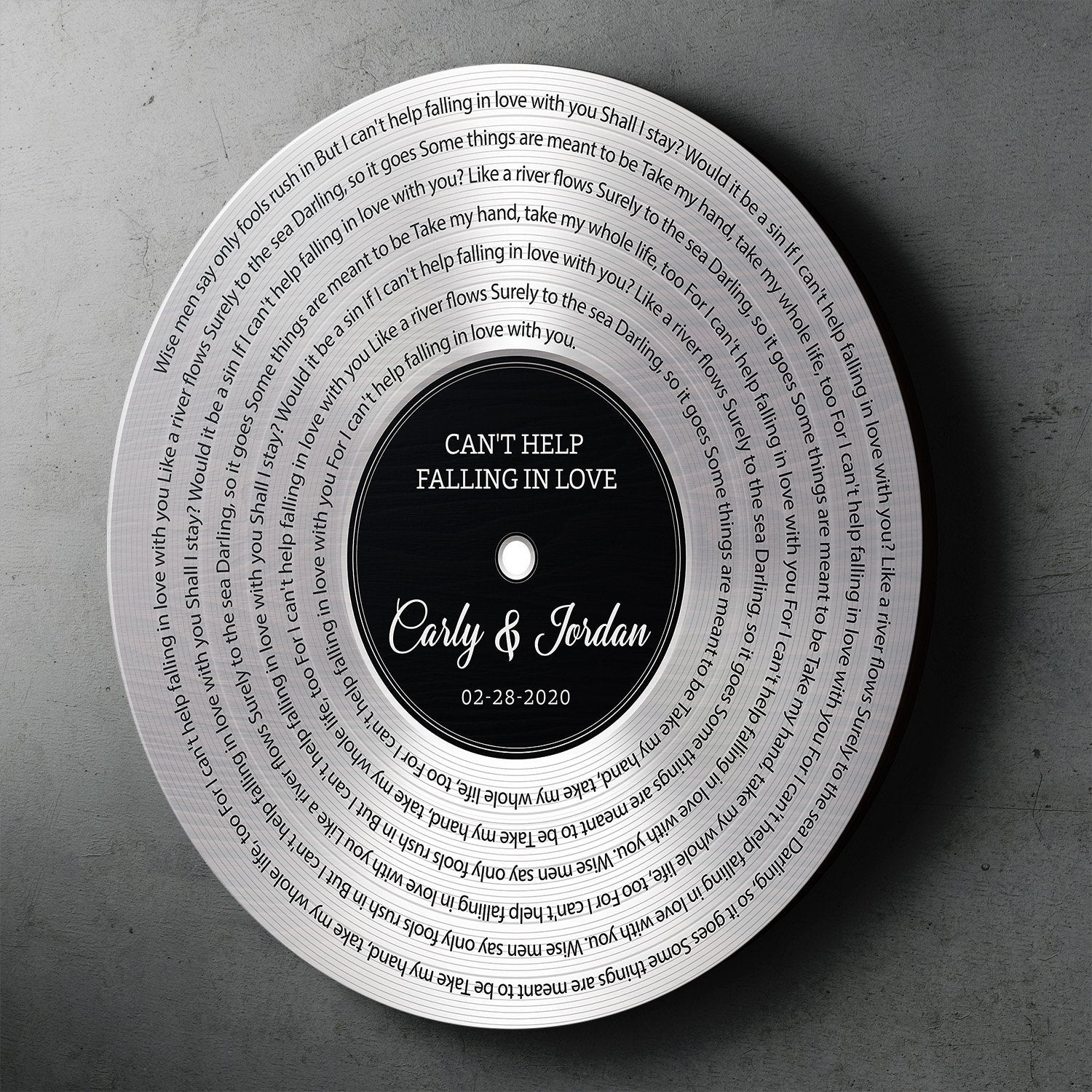 Custom Song Lyrics Personalized Silver Style Round Wood Sign