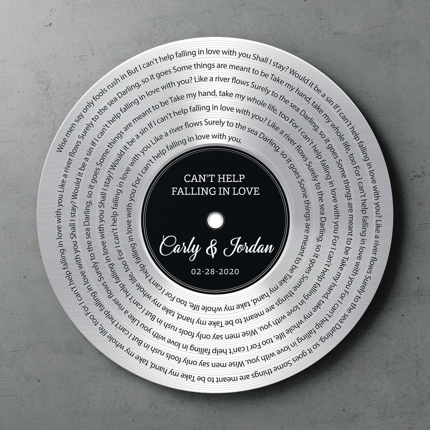 Custom Song Lyrics Personalized Silver Style Round Wood Sign