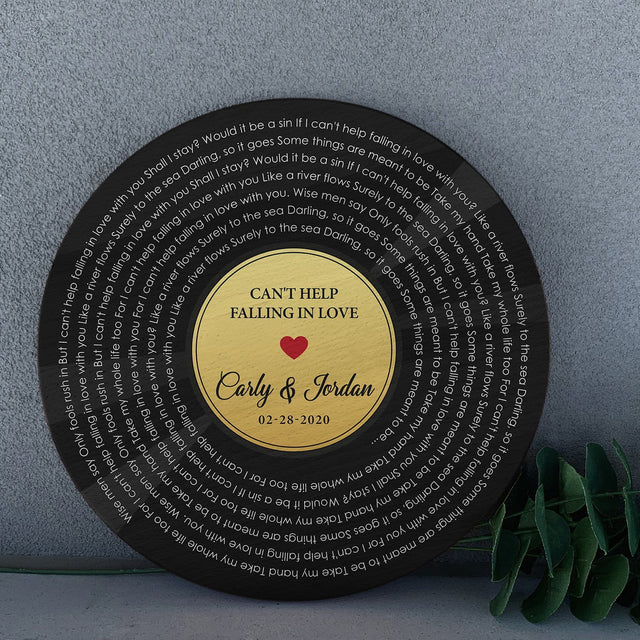 Custom Song Lyrics, Personalized Song Name And Text, Vinyl Record Style, Round Wood Sign