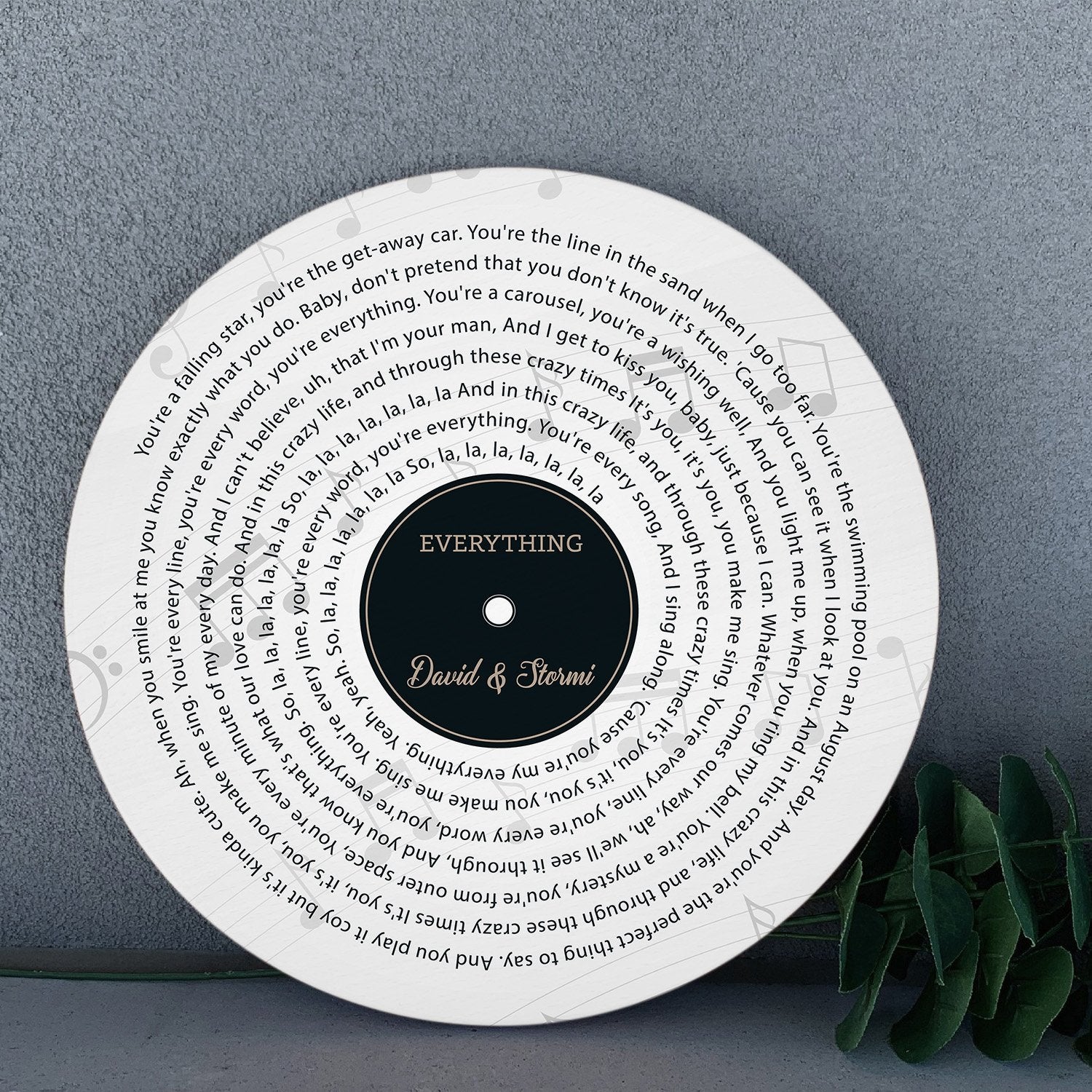 Custom Song Lyrics, Personalized Song Name And Text, White Background, Round Wood Sign