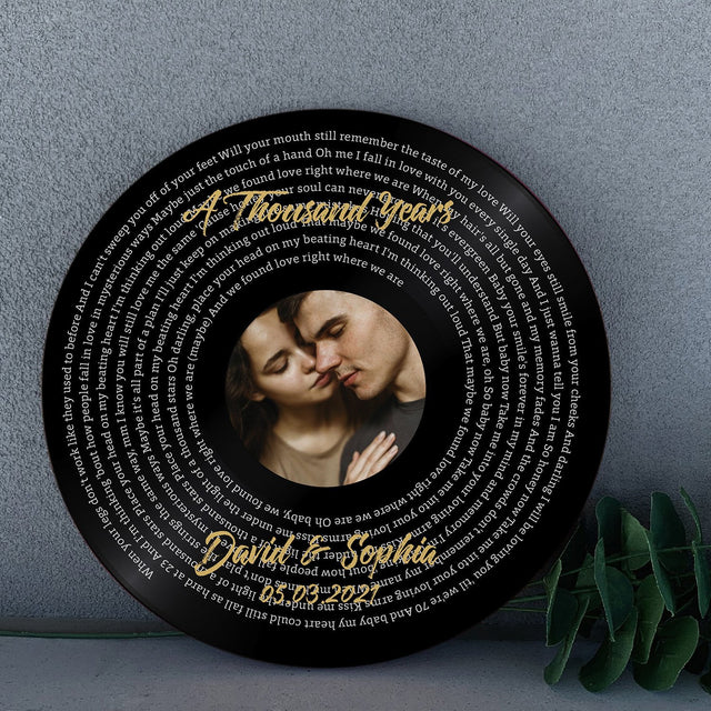 Custom Song Lyrics, Personalized Text And Photo, Round Wood Sign