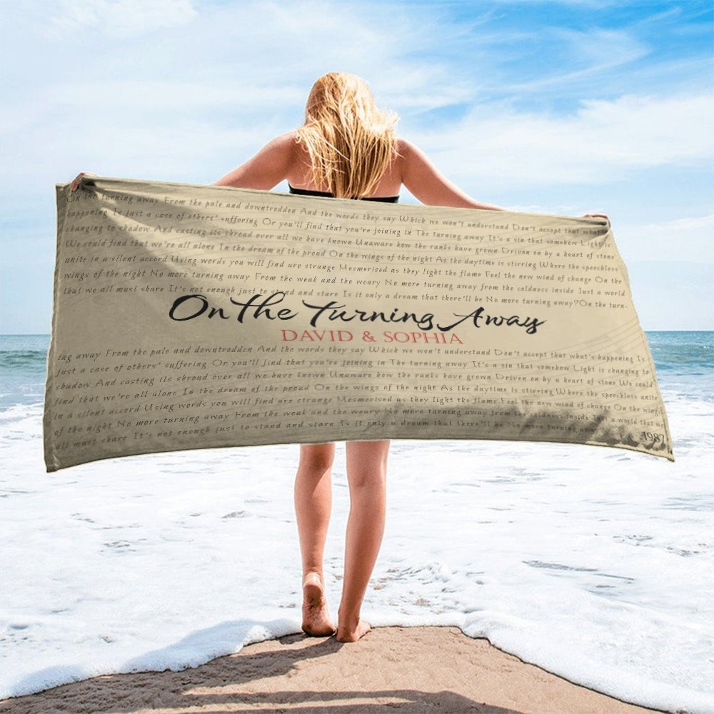 Custom Song Lyrics, Personalized Text Towel