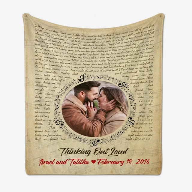 Custom Song Lyrics, Upload Photo, Personalized Name, Date Blanket