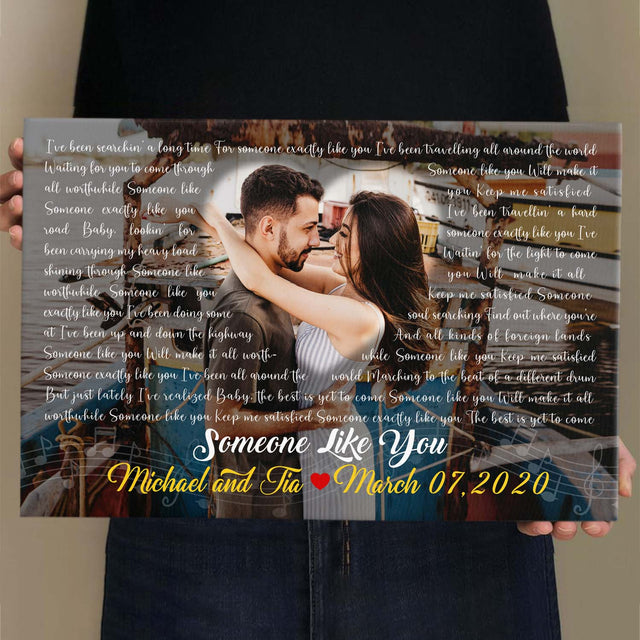 Custom Song Lyrics, Upload Photo, Personalized Song Name And Text Canvas Wall Art
