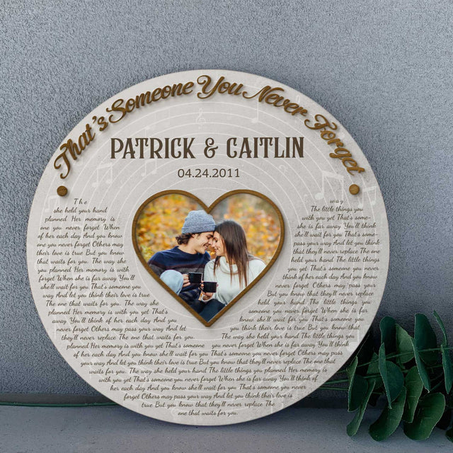 Custom Song Lyrics, Upload Photo, Personalized Song Name And Text Round Wood Sign