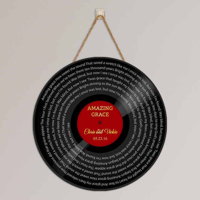 Custom Song Lyrics, Vinyl Record Art, Personalized Song Name And Text Round Wood Sign