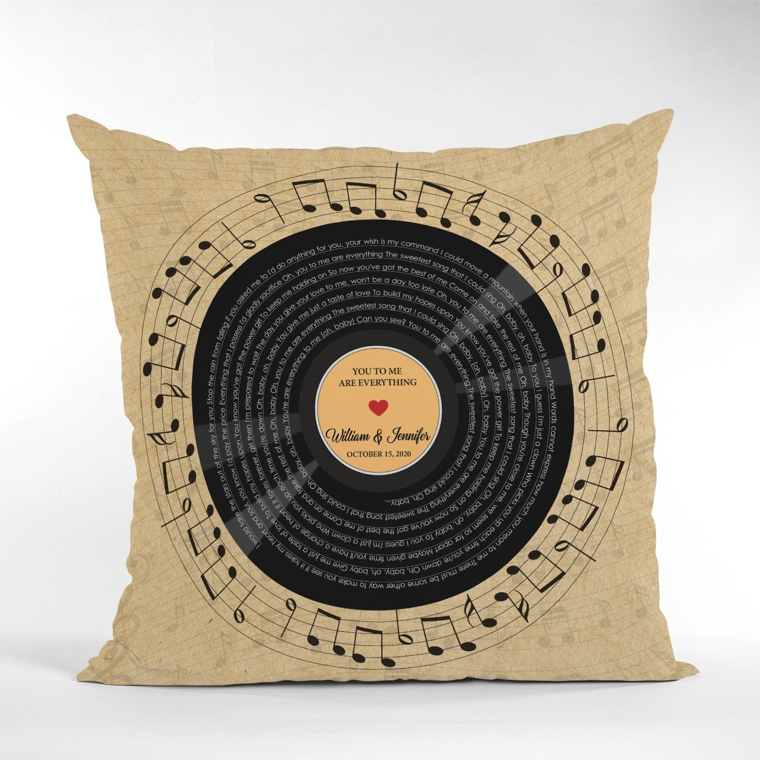 Custom Song Lyrics, Vinyl Record Art, Pillow