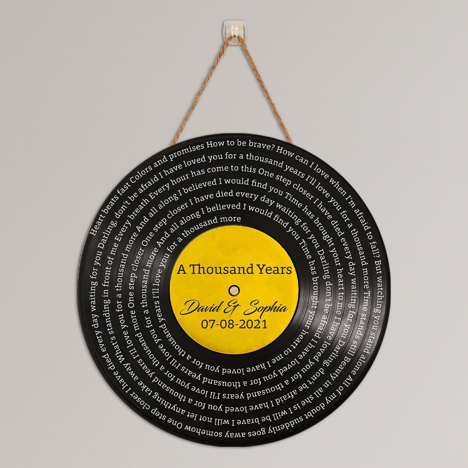 Custom Song Lyrics, Vinyl Record, Custom Song Name And Text Round Wood Sign