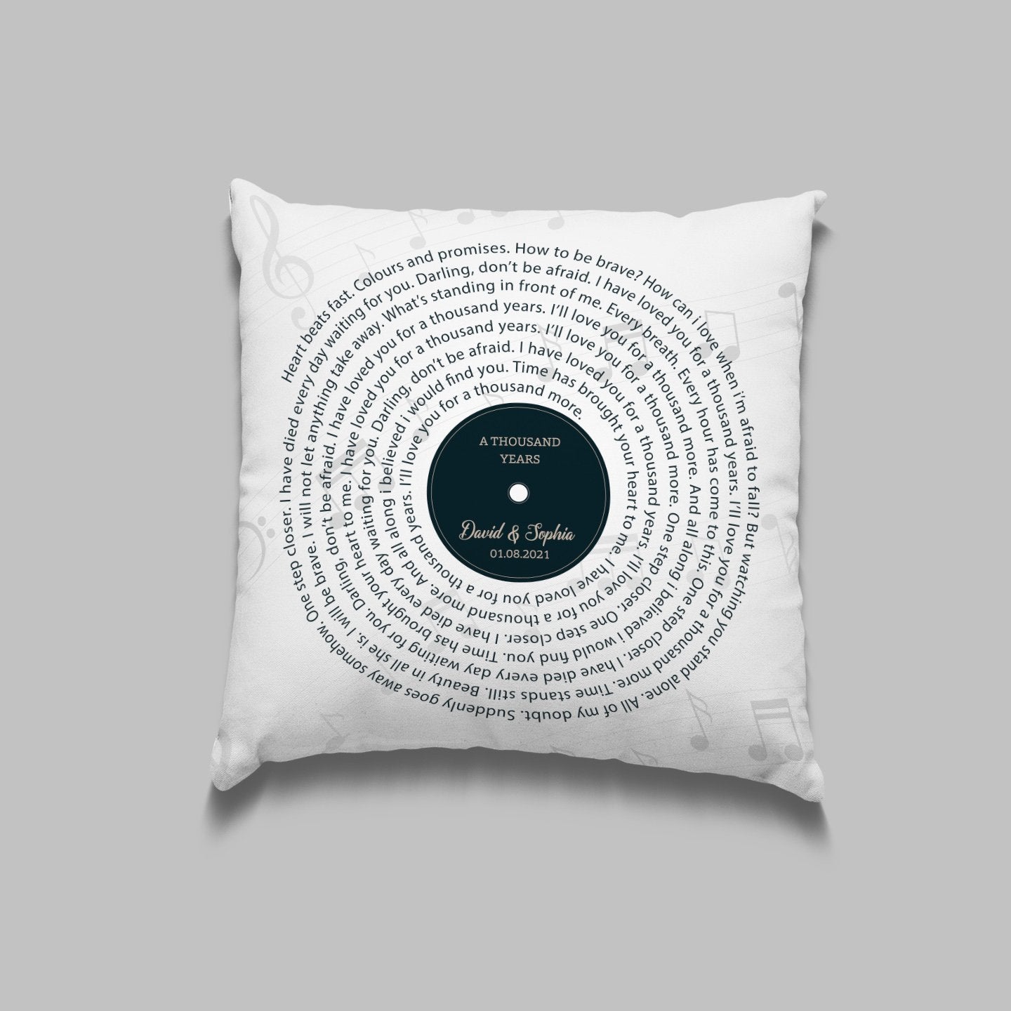 Custom Song Lyrics, Vinyl Record, Personalized Name, Date Pillow