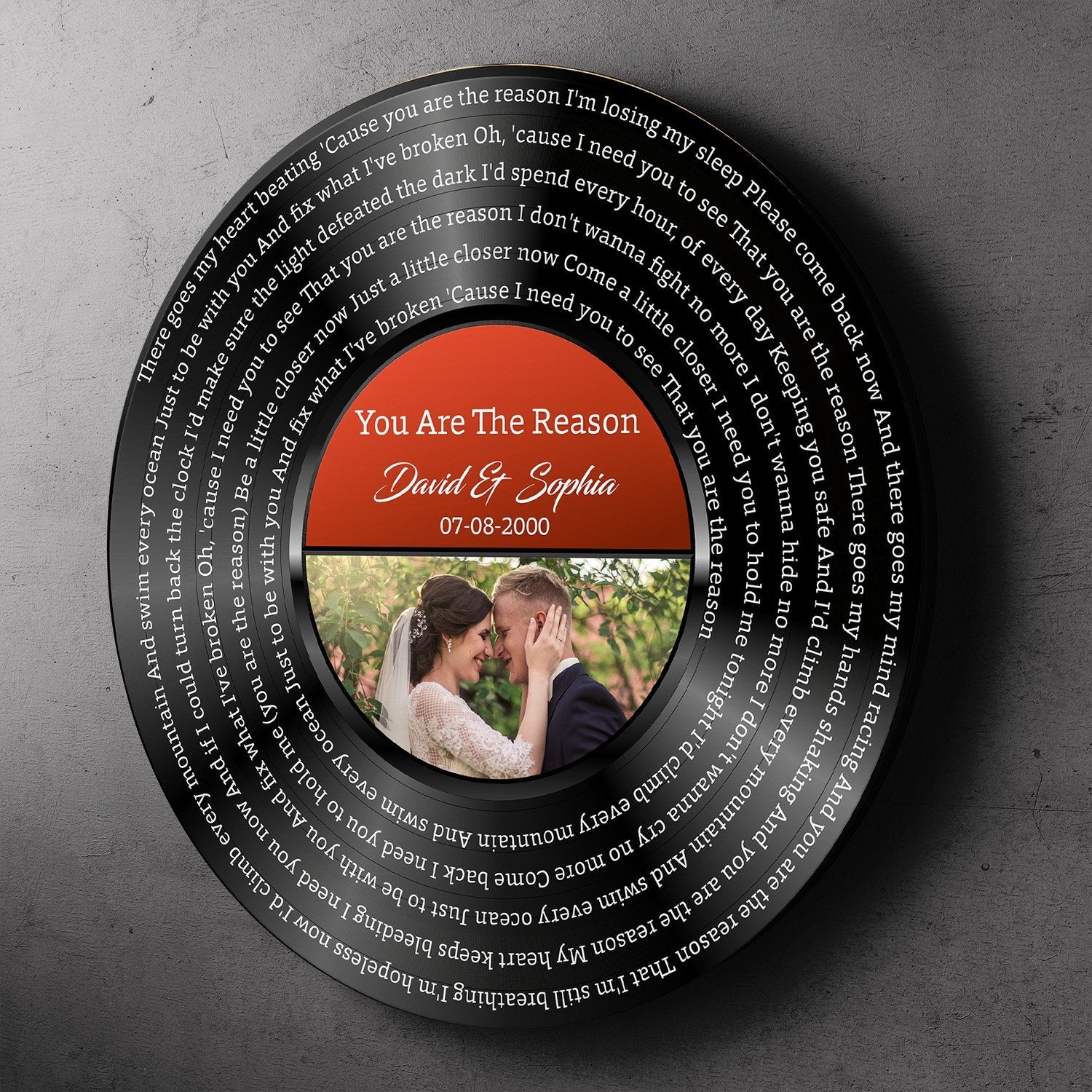 Custom Song Lyrics, Vinyl Record, Upload Photo, Personalized Song Name And Text Round Wood Sign