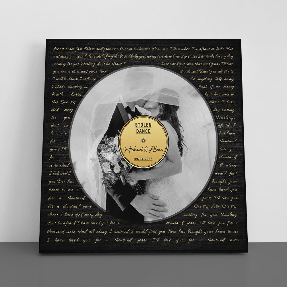 Custom Song Name And Text, Personalized Black & White Photo, Canvas Wall Art