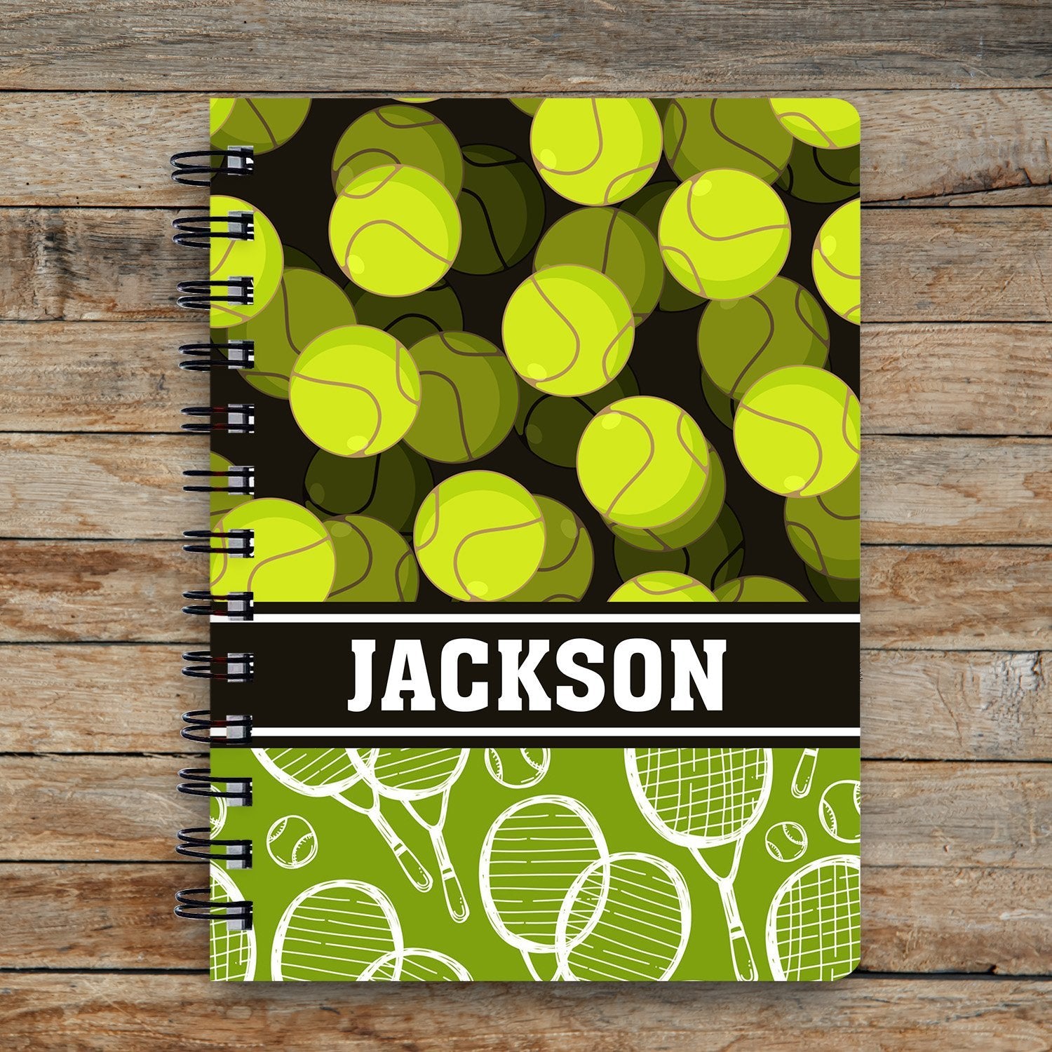 Custom Spiral Journal, Gift For Kids, Tennis Ball Art