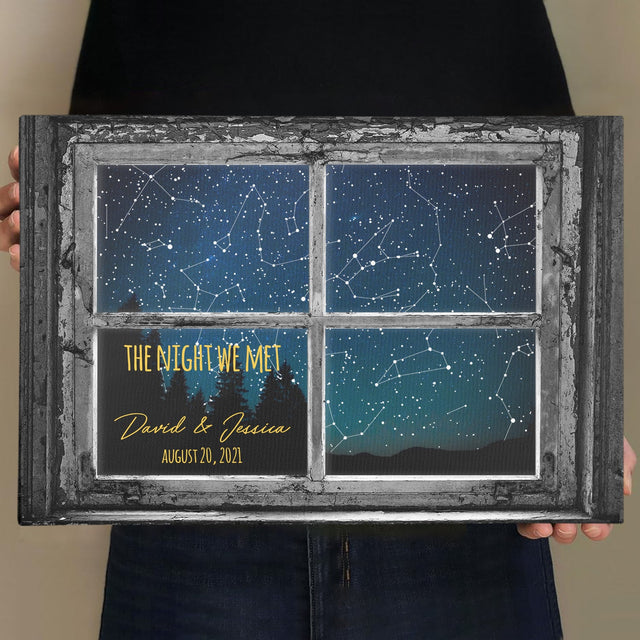 Custom Star Map By Date And Location, Personalized Text, Canvas Wall Art