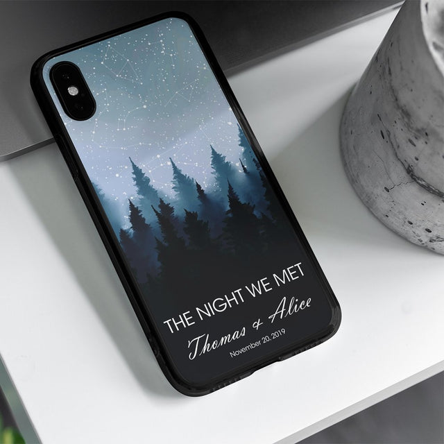 Custom Star Map, Personalized Night Sky And Text Forest Background Phone Case