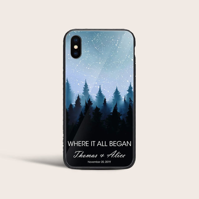 Custom Star Map, Personalized Night Sky And Text Forest Background Phone Case